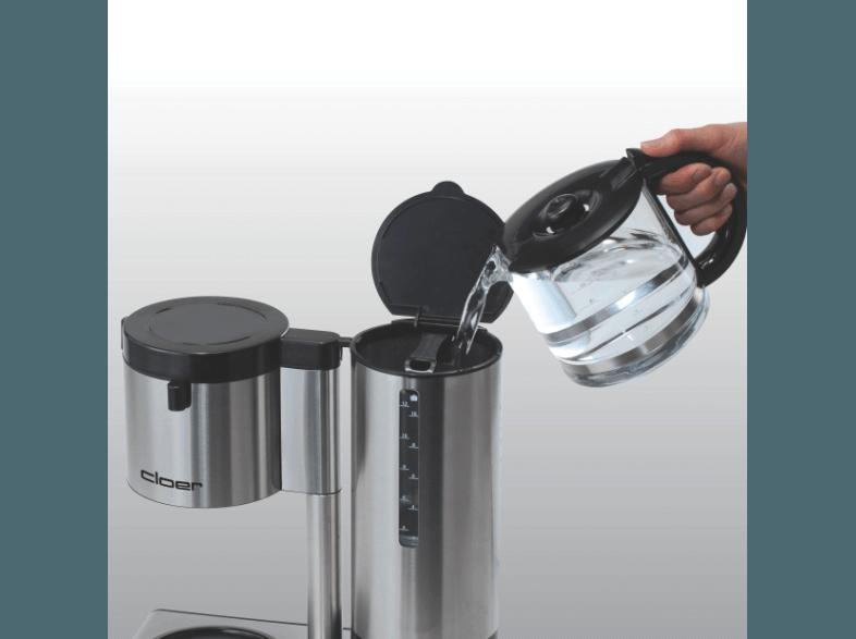 CLOER 5609 Filterkaffee-Automat Edelstahl matt/Schwarz (Glaskanne, Temperaturstabilisierung für Kaffee wie von Hand gebrüht)