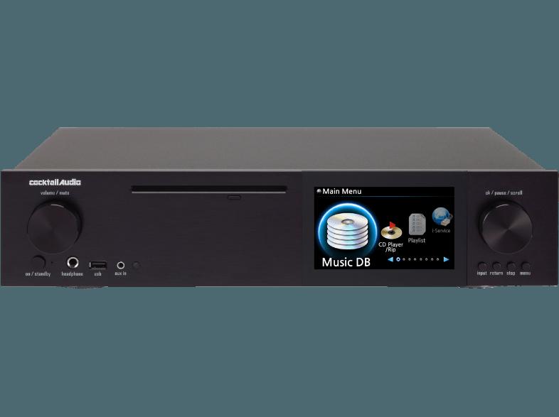 COCKTAIL AUDIO X40 - HD HiFi Musik Server mit Datenbank, CD Ripper, hochwertigem DAC und Netzwerk Streamer (App-steuerbar, 801.11b/g/n WiFi USB Dongle