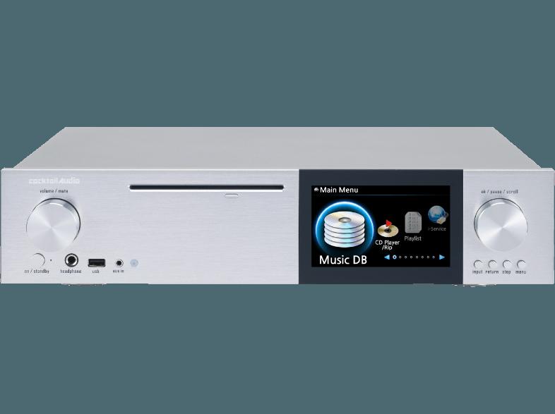 COCKTAIL AUDIO X40 - HD HiFi Musik Server mit Datenbank, CD Ripper, hochwertigem DAC und Netzwerk Streamer (App-steuerbar, 801.11b/g/n WiFi USB Dongle, COCKTAIL, AUDIO, X40, HD, HiFi, Musik, Server, Datenbank, CD, Ripper, hochwertigem, DAC, Netzwerk, Streamer, App-steuerbar, 801.11b/g/n, WiFi, USB, Dongle, Silber,