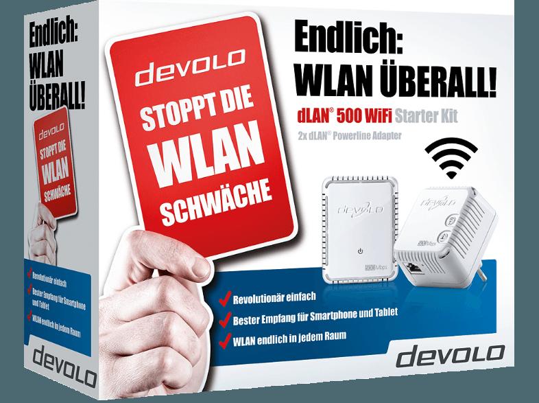 DEVOLO 9083 dLAN® 500 WiFi Starter Kit Powerline HomePlug-Modem mit integriertem Access-Point, DEVOLO, 9083, dLAN®, 500, WiFi, Starter, Kit, Powerline, HomePlug-Modem, integriertem, Access-Point