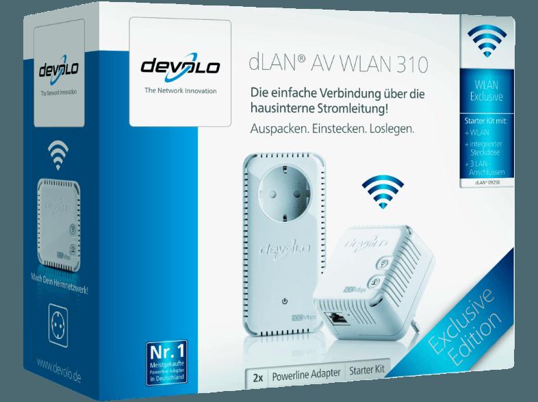 DEVOLO 9258 dLAN® AV WLAN 310 HomePlug-Modem mit integriertem Access-Point