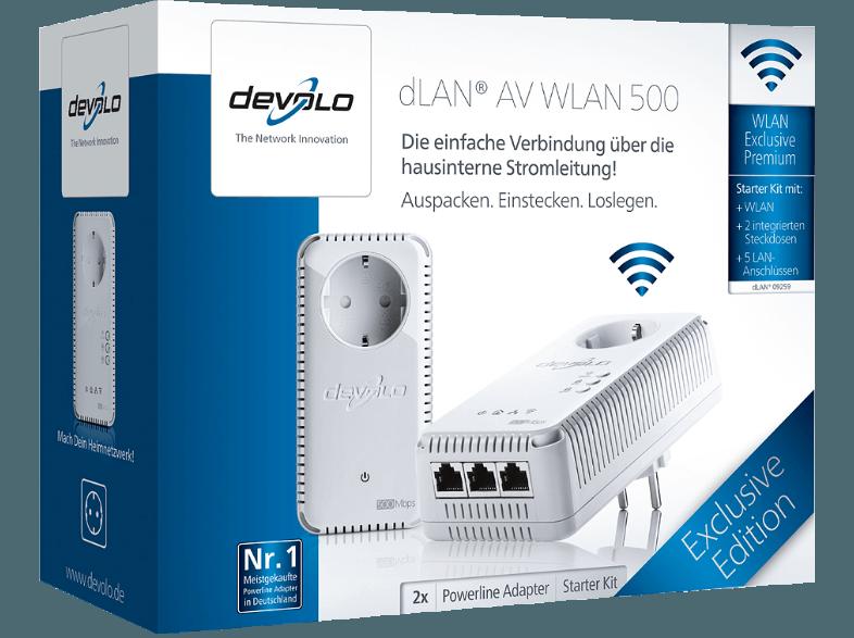 DEVOLO 9259 dLAN® AV WLAN 500 HomePlug Modem mit integriertem Access Point, DEVOLO, 9259, dLAN®, AV, WLAN, 500, HomePlug, Modem, integriertem, Access, Point