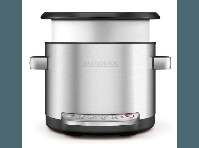 GASTROBACK 42538 Design Multicook Reiskocher, Dampfkocher, Slowcooker (3.7 Liter, Silber)