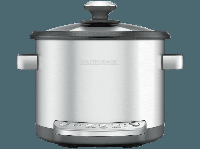 GASTROBACK 42538 Design Multicook Reiskocher, Dampfkocher, Slowcooker (3.7 Liter, Silber)