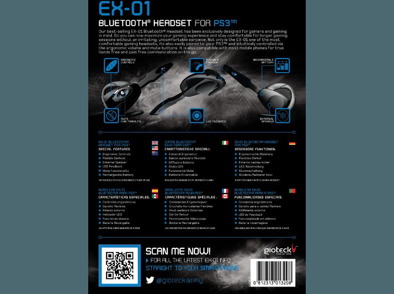 GIOTECK EX-01 Bluetooth Wireless Headset Mono