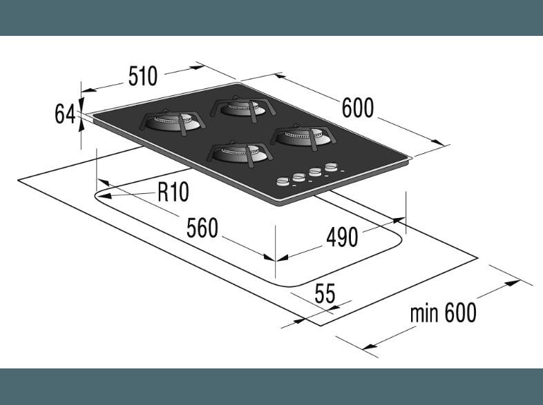 GORENJE GHS64ORA-W Gas-Kochfeld (600 mm breit, 4 Kochfelder), GORENJE, GHS64ORA-W, Gas-Kochfeld, 600, mm, breit, 4, Kochfelder,