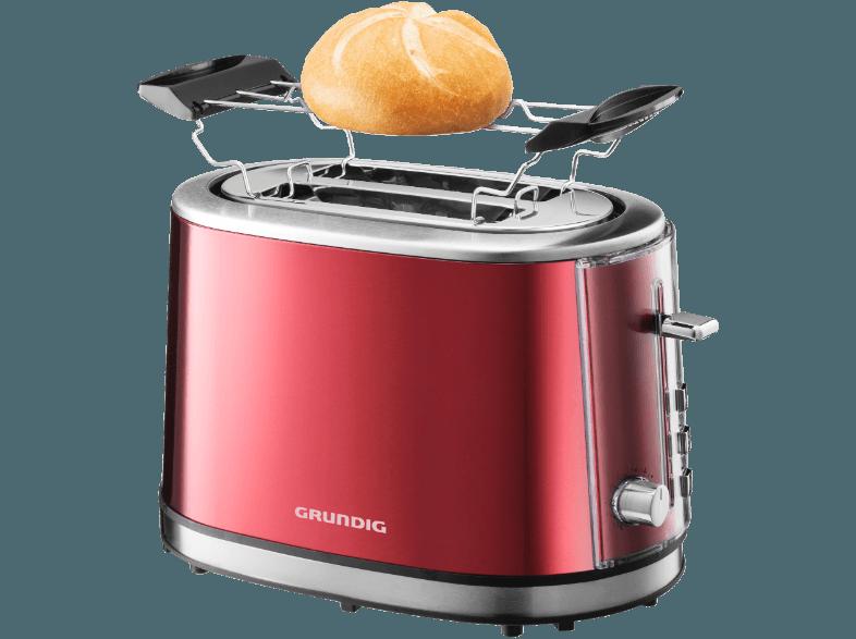 GRUNDIG TA 6330 Toaster Metallic/Rot/Edelstahl (850 Watt, Schlitze: 2)