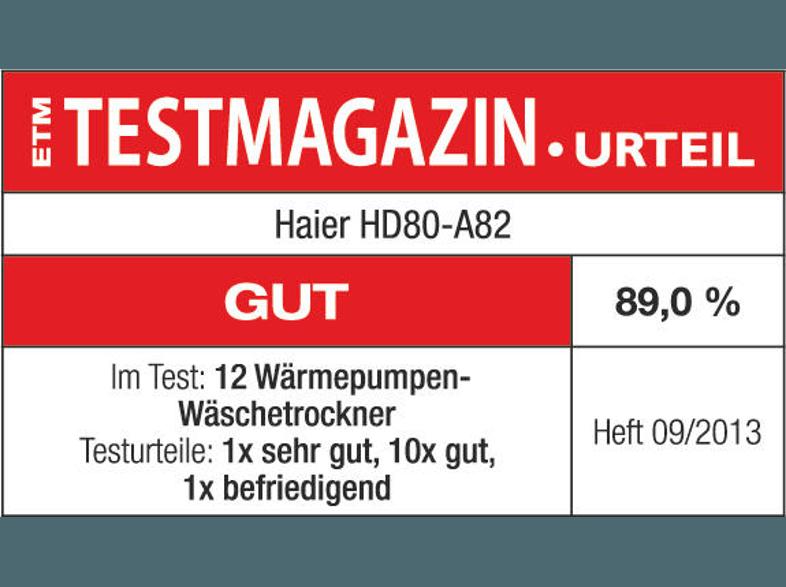 HAIER HD 80-A82 Kondensationstrockner mit Wärmepumpentechnologie (8 kg, A  )