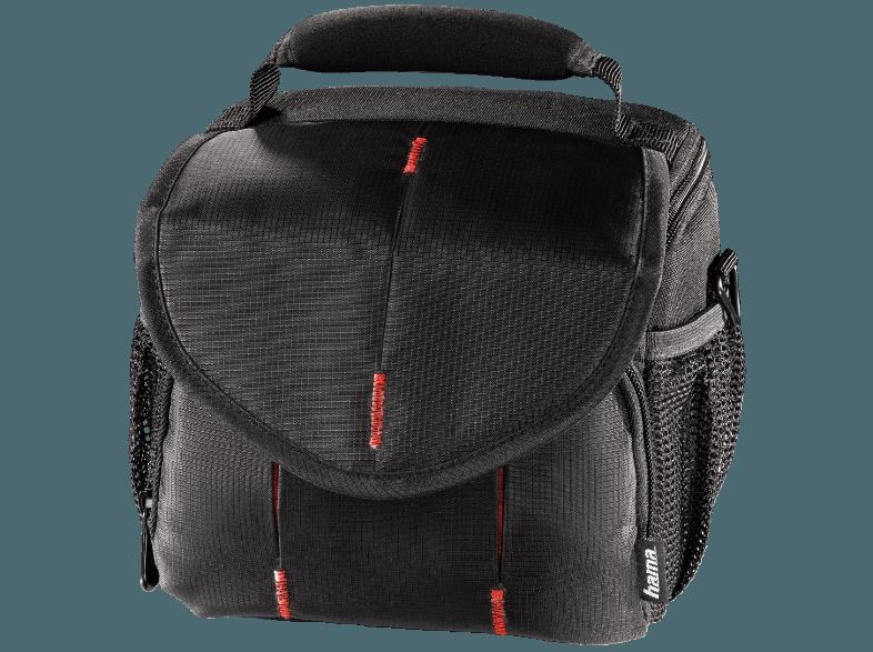 HAMA 103671 Canberra 110 Tasche für Digitalkameras mit Zubehör (Farbe: Schwarz/Rot)