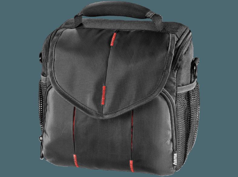 HAMA 103677 Canberra 130 Tasche für Digitalkameras mit Zubehör (Farbe: Schwarz/Rot)