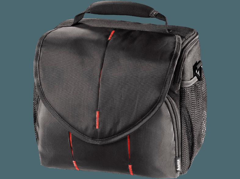 HAMA 103680 Canberrra 140 Tasche für Spiegelreflexkameras mit Zubehör (Farbe: Schwarz/Rot)