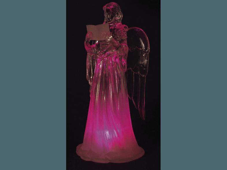 HELLUM 567120 Engel mit Buch LED Dekofigur,  Transparent,  Mehrfarbig