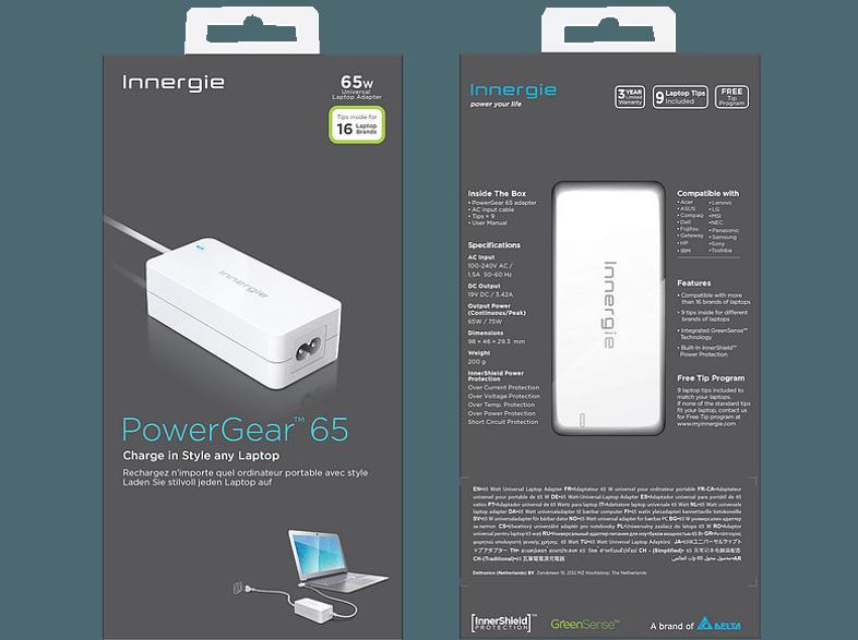 INNERGIE 70162 65 Watt Universal Adapter Netzteil, INNERGIE, 70162, 65, Watt, Universal, Adapter, Netzteil