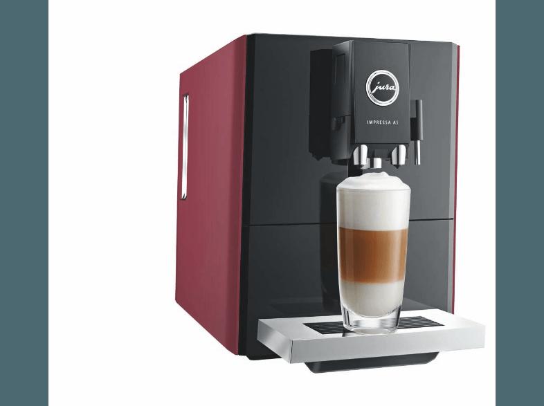 JURA 13756 IMPRESSA A5 Espresso-/Kaffee-Vollautomat (Aroma -Mahlwerk, 1.1 Liter, Rot/Pianoschwarz)