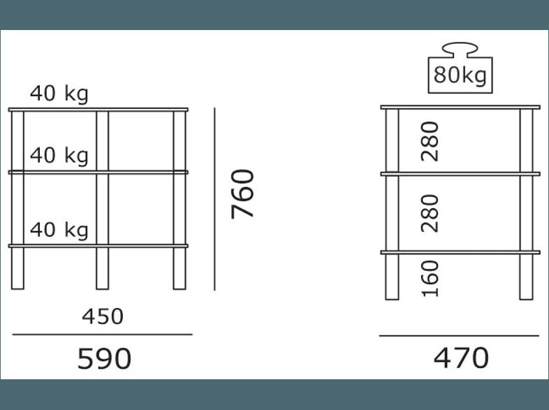 JUST-RACKS Just Racks R 590 AL-BG HiFi-Möbel, JUST-RACKS, Just, Racks, R, 590, AL-BG, HiFi-Möbel