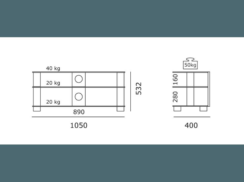 JUST-RACKS TV1053 AL-KG TV-Rack, JUST-RACKS, TV1053, AL-KG, TV-Rack