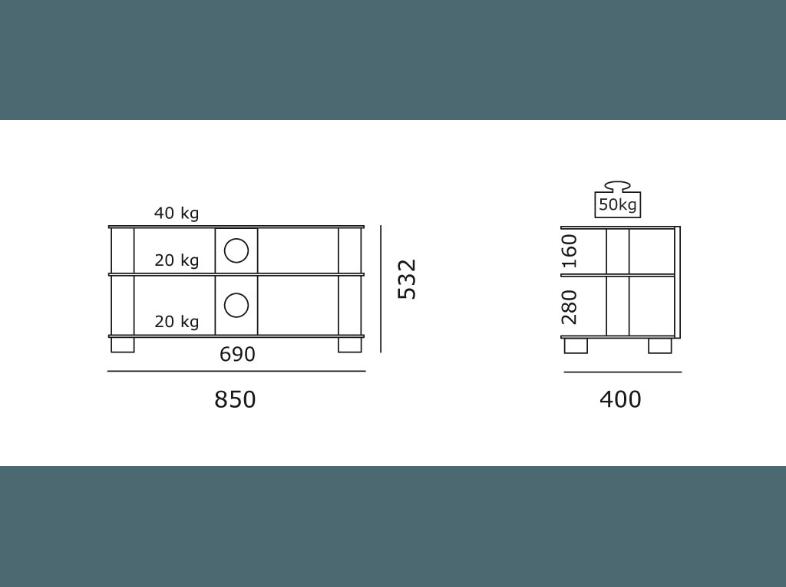 JUST-RACKS TV8553 AL-KG TV-Rack