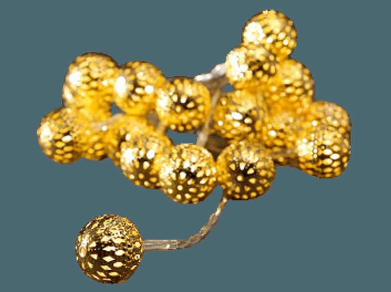 KONSTSMIDE 3158-803 kleine goldene Metallbälle LED Dekolichterkette,  Transparent/Gold,  Warmweiß