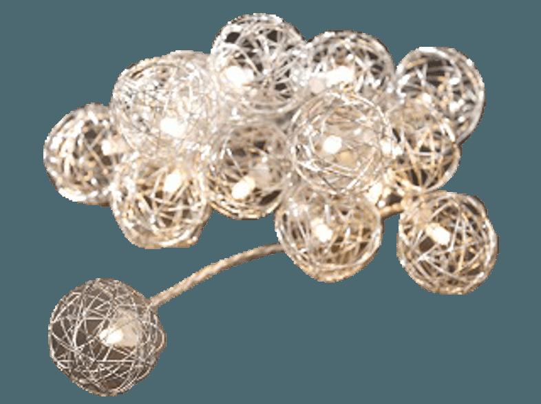 KONSTSMIDE 3176-103 Aluminium-Drahtkugeln LED Dekolichterkette,  Transparent/Aluminium,  Warmweiß