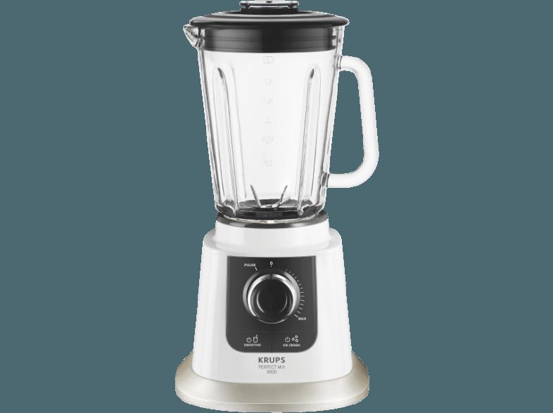 KRUPS KB5031 White Collection Standmixer Weiß/Grau/Edelstahl gebürstet (850 Watt, 1.5 Liter)