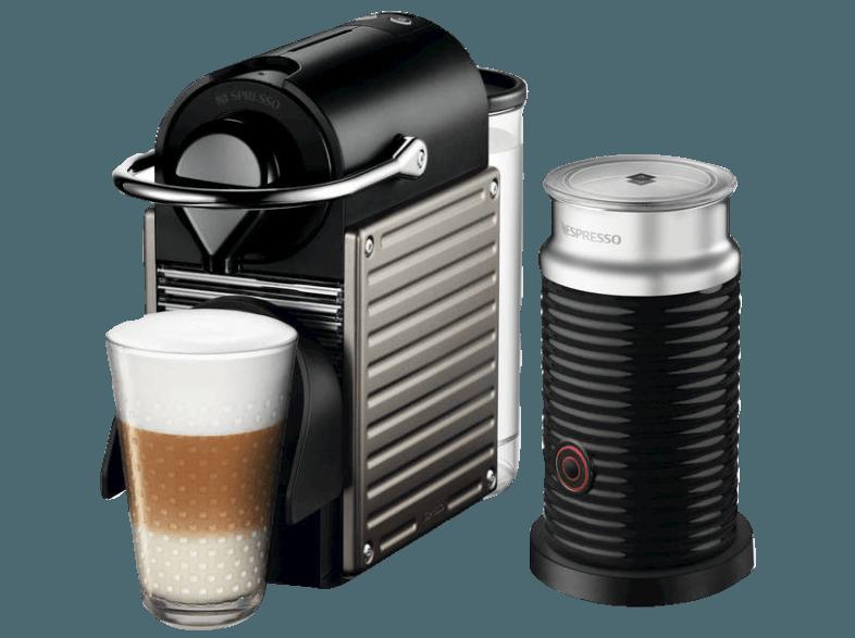 KRUPS XN301T Nespresso Pixie Kapselmaschine mit Aeroccino Electric Titan