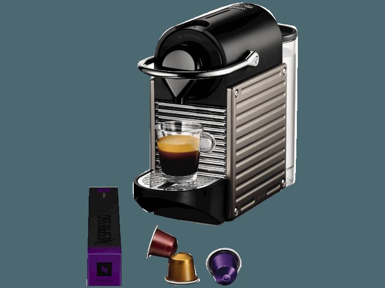 KRUPS XN301T Nespresso Pixie Kapselmaschine mit Aeroccino Electric Titan