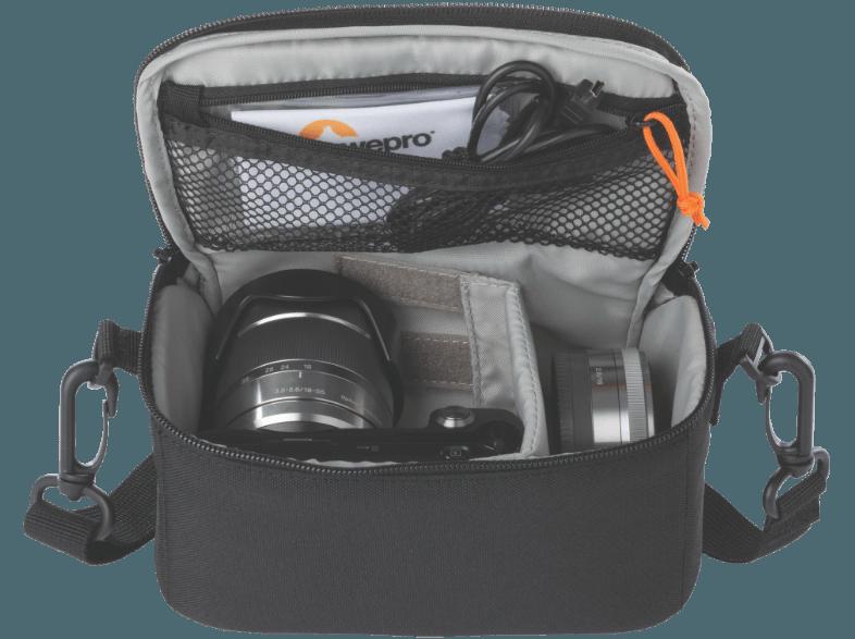 LOWEPRO LP36509 Format 110 SW Tasche für Systemkamera mit angesetztem Kit-Objektiv plus 1 weiteres Pancake-Objektiv ODER Camcorder plus kleines Zubeh