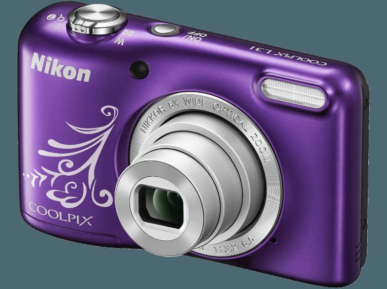 NIKON COOLPIX L31  Violett ornament (16.1 Megapixel, 5x opt. Zoom, 6.7 cm TFT-LCD)