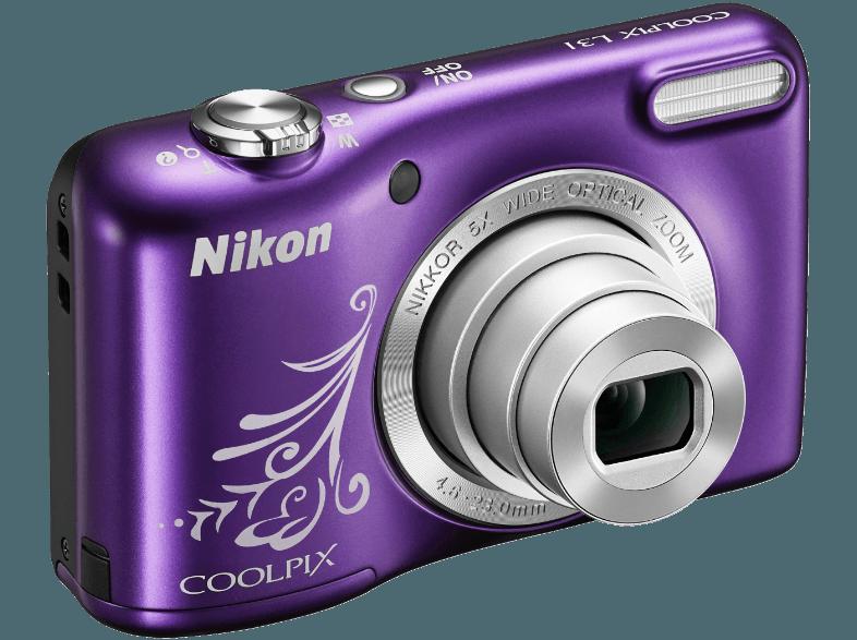 NIKON COOLPIX L31  Violett ornament (16.1 Megapixel, 5x opt. Zoom, 6.7 cm TFT-LCD), NIKON, COOLPIX, L31, Violett, ornament, 16.1, Megapixel, 5x, opt., Zoom, 6.7, cm, TFT-LCD,