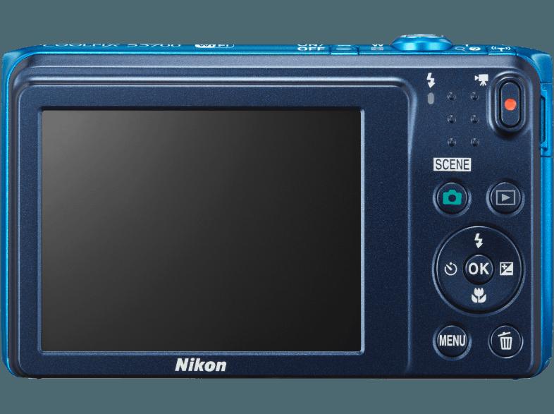 NIKON COOLPIX S3700  Blau ornament (20.1 Megapixel, 8x opt. Zoom, 6.7 cm TFT-LCD, WLAN), NIKON, COOLPIX, S3700, Blau, ornament, 20.1, Megapixel, 8x, opt., Zoom, 6.7, cm, TFT-LCD, WLAN,