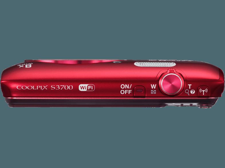 NIKON COOLPIX S3700  Rot (20.1 Megapixel, 8x opt. Zoom, 6.7 cm TFT-LCD, WLAN), NIKON, COOLPIX, S3700, Rot, 20.1, Megapixel, 8x, opt., Zoom, 6.7, cm, TFT-LCD, WLAN,