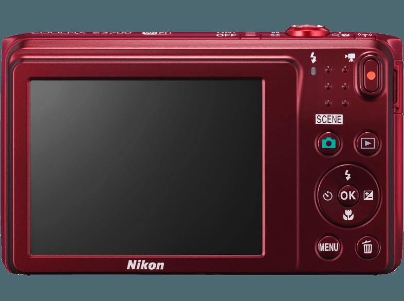 NIKON COOLPIX S3700  Rot (20.1 Megapixel, 8x opt. Zoom, 6.7 cm TFT-LCD, WLAN), NIKON, COOLPIX, S3700, Rot, 20.1, Megapixel, 8x, opt., Zoom, 6.7, cm, TFT-LCD, WLAN,