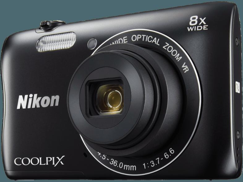 NIKON COOLPIX S3700  Schwarz (20.1 Megapixel, 8x opt. Zoom, 6.7 cm TFT-LCD, WLAN)