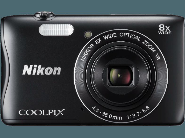 NIKON COOLPIX S3700  Schwarz (20.1 Megapixel, 8x opt. Zoom, 6.7 cm TFT-LCD, WLAN), NIKON, COOLPIX, S3700, Schwarz, 20.1, Megapixel, 8x, opt., Zoom, 6.7, cm, TFT-LCD, WLAN,