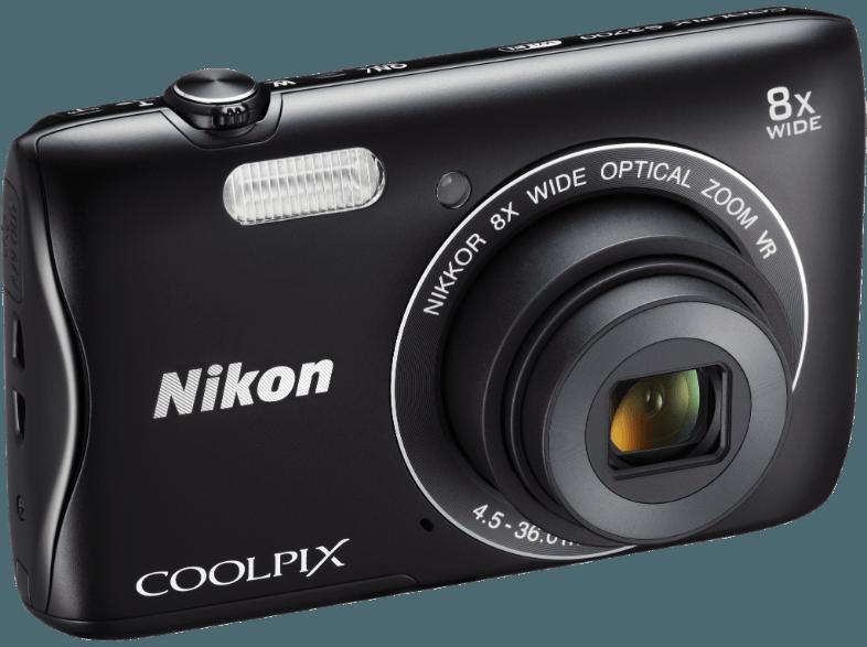 NIKON COOLPIX S3700  Schwarz (20.1 Megapixel, 8x opt. Zoom, 6.7 cm TFT-LCD, WLAN)