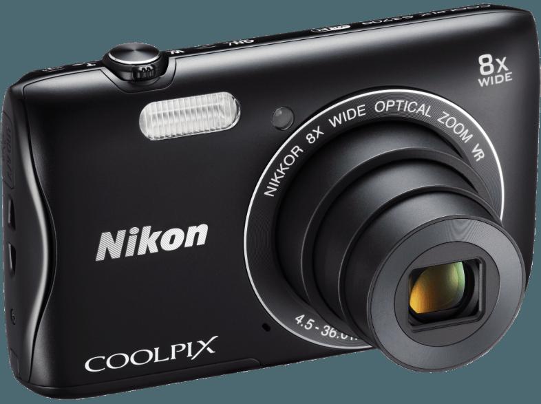 NIKON COOLPIX S3700  Schwarz (20.1 Megapixel, 8x opt. Zoom, 6.7 cm TFT-LCD, WLAN), NIKON, COOLPIX, S3700, Schwarz, 20.1, Megapixel, 8x, opt., Zoom, 6.7, cm, TFT-LCD, WLAN,