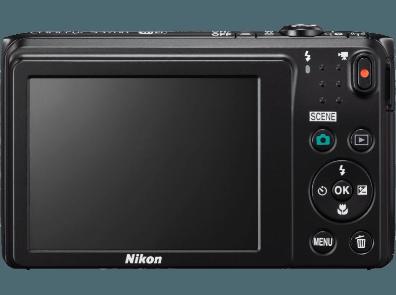 NIKON COOLPIX S3700  Schwarz (20.1 Megapixel, 8x opt. Zoom, 6.7 cm TFT-LCD, WLAN), NIKON, COOLPIX, S3700, Schwarz, 20.1, Megapixel, 8x, opt., Zoom, 6.7, cm, TFT-LCD, WLAN,