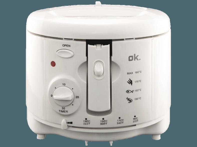 OK. ODF 102 W Fritteuse Weiß (800 g, 2 kW)