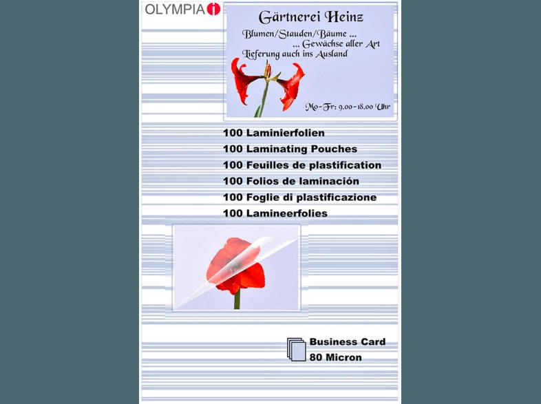 OLYMPIA 9169 Laminierfolien für Visitenkarten,