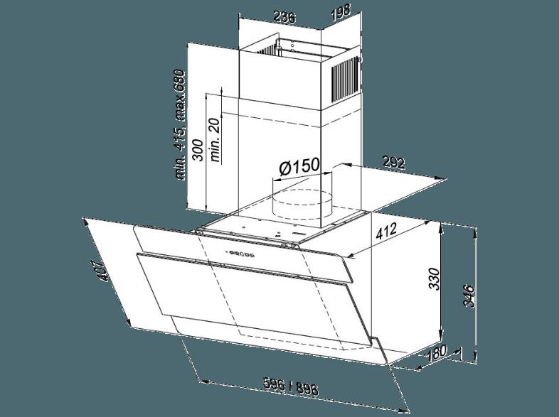 ORANIER 9952 61 Kandia 60 E Dunstabzugshaube (412 mm tief), ORANIER, 9952, 61, Kandia, 60, E, Dunstabzugshaube, 412, mm, tief,