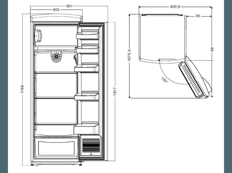 ORANIER RKS 1 Kühlschrank (275 kWh/Jahr, A , 1770 mm hoch, Creme), ORANIER, RKS, 1, Kühlschrank, 275, kWh/Jahr, A, 1770, mm, hoch, Creme,