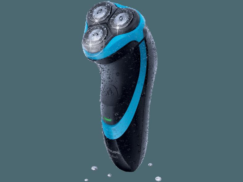 PHILIPS AT750/26 AquaTouch Herrenrasierer Schwarz/Blau (Aquatec Nass- und Trockenrasur, DualPrecision Scherköpfe)