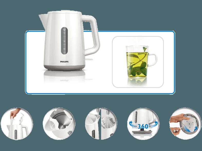 PHILIPS HD 9300/00 Daily Collection Wasserkocher Weiß/Beige (2400 Watt, 1.6 Liter), PHILIPS, HD, 9300/00, Daily, Collection, Wasserkocher, Weiß/Beige, 2400, Watt, 1.6, Liter,