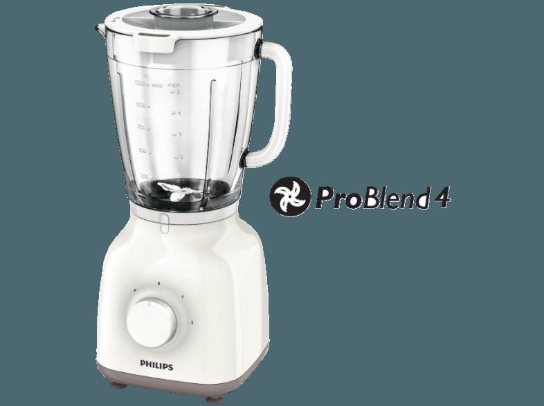 PHILIPS HR 2105/00 Standmixer Weiß/Beige (400 Watt, 1.5 Liter davon nutzbar 1,25 Liter), PHILIPS, HR, 2105/00, Standmixer, Weiß/Beige, 400, Watt, 1.5, Liter, davon, nutzbar, 1,25, Liter,