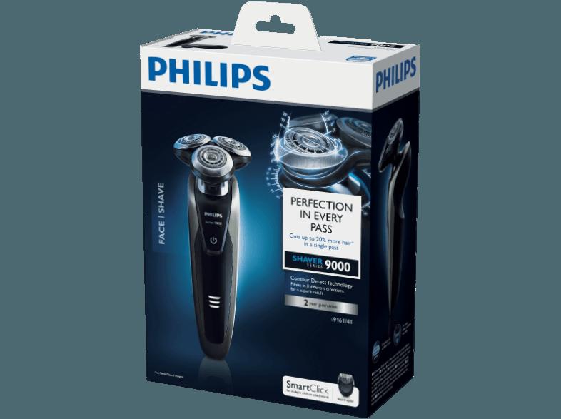 PHILIPS S9161/41 Shaver Series 9000 Elektrischer Nass- und Trockenrasierer (Herrenrasierer) Silber (V-Track System, Technologie zur Konturenerkennung,