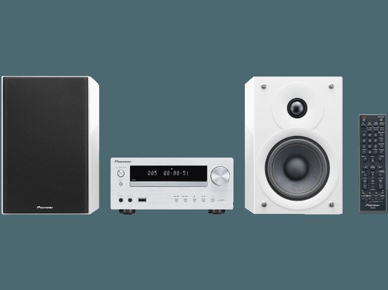 PIONEER X-HM51-W Kompaktanlage (MP3-Player Docking-Anschluss,  iPod Steuerung, CD-R/RW, USB, Bluetooth, Weiß)