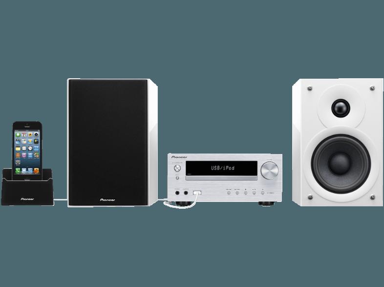 PIONEER X-HM51-W Kompaktanlage (MP3-Player Docking-Anschluss,  iPod Steuerung, CD-R/RW, USB, Bluetooth, Weiß), PIONEER, X-HM51-W, Kompaktanlage, MP3-Player, Docking-Anschluss, iPod, Steuerung, CD-R/RW, USB, Bluetooth, Weiß,