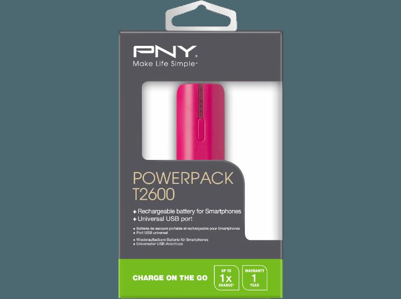 PNY PowerPack T2600 pink PowerPack, Powerbank, Ersatzbatterie, Ersatzakku, mobiles laden