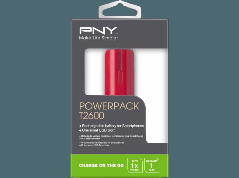 PNY PowerPack T2600 rot PowerPack, Powerbank, Ersatzbatterie, Ersatzakku, mobiles laden