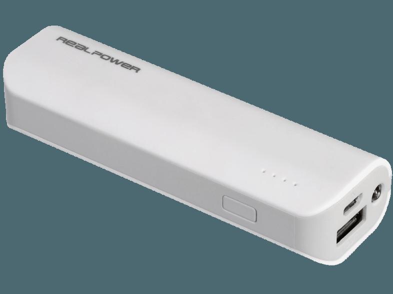 REALPOWER PB-2600 Mobiles Ladegerät 2600 mAh Weiß